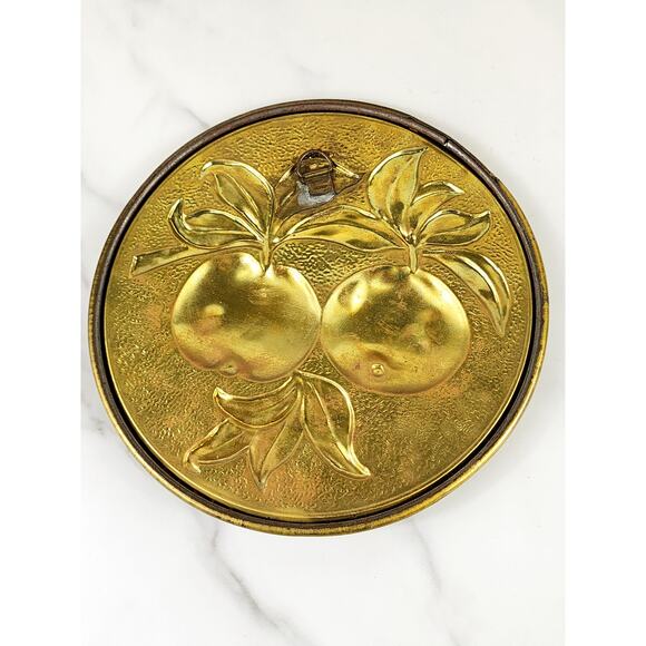 Elpec England Brass Embossed Fruit Wall Hanging Plaques 7 1/2" Home Decor 80s x4 - Picture 14 of 16